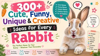 Colorful infographic showing common mistakes to avoid when choosing a bunny name, including using overly long, confusing, or unsuitable names for pet rabbits.