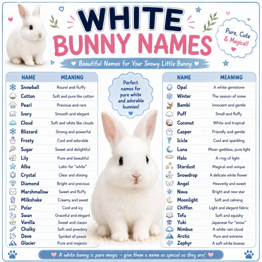 Educational infographic about common mistakes to avoid when choosing a bunny name, featuring colorful illustrations, warning icons, and practical rabbit naming tips.