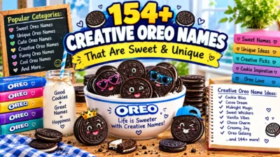 154+ creative Oreo names featuring sweet, unique, cute, funny, cool, and cookie-inspired name ideas
