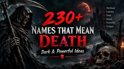230+ names that mean death featuring dark, mysterious, powerful, and gothic-inspired name ideas