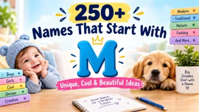 250+ names that start with M featuring unique, cool, beautiful, and meaningful name ideas