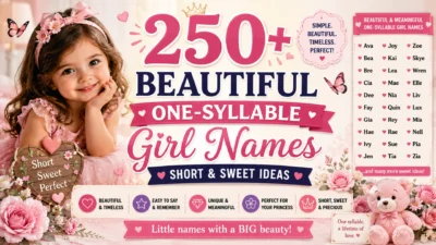 250+ beautiful one-syllable girl names featuring cute, short, sweet, meaningful, and timeless name ideas