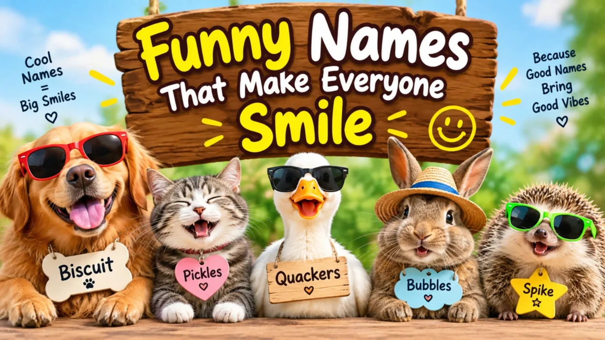 Funny names that make everyone smile with cheerful animal characters